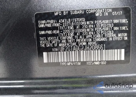 2018 Subaru Crosstrek 2.0I Premium from USA, damaged, VIN JF2GTADC2JH208661